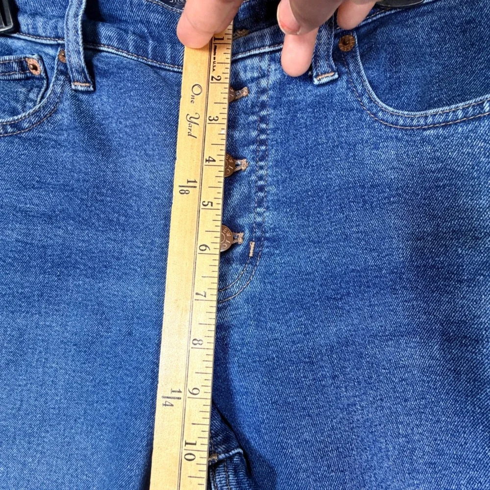 J.Crew Essential Straight Jeans 29 Blue Button Fly High Rise Cuffed Hem